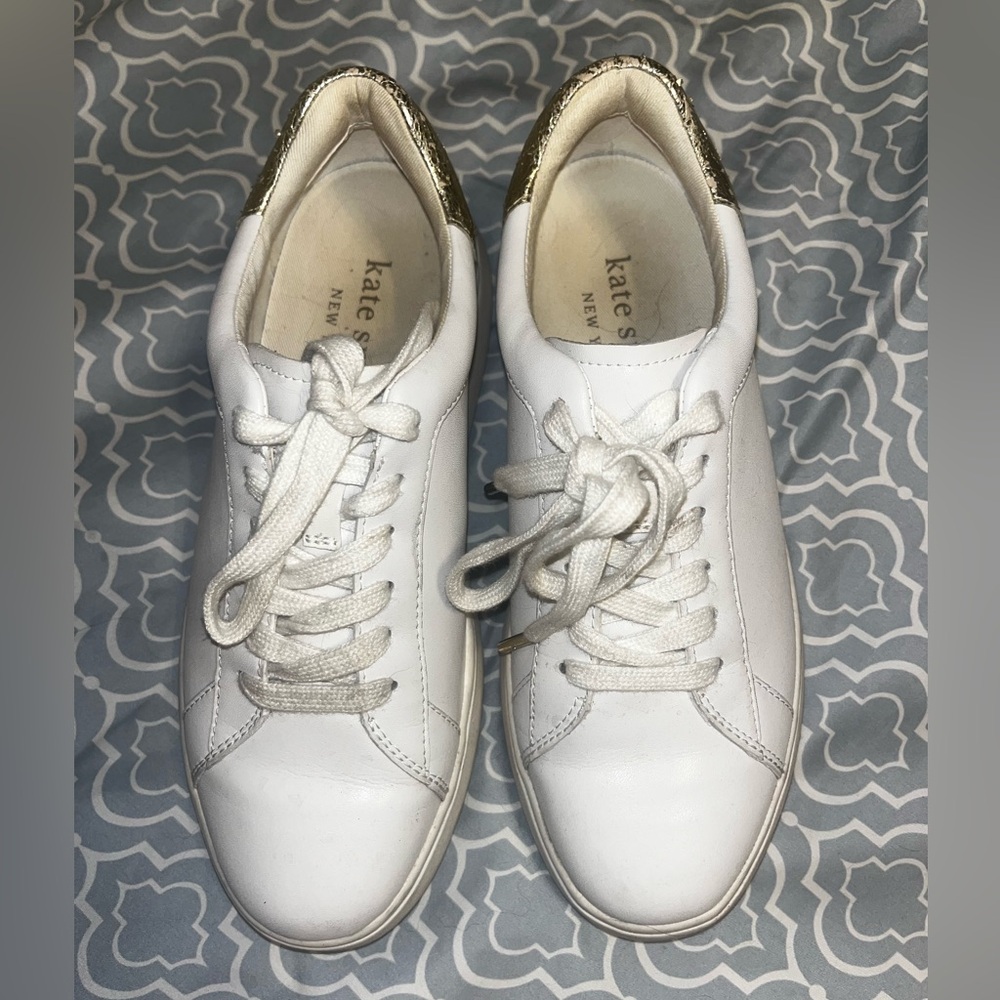 Kate Spade lift sneakers in white/gold